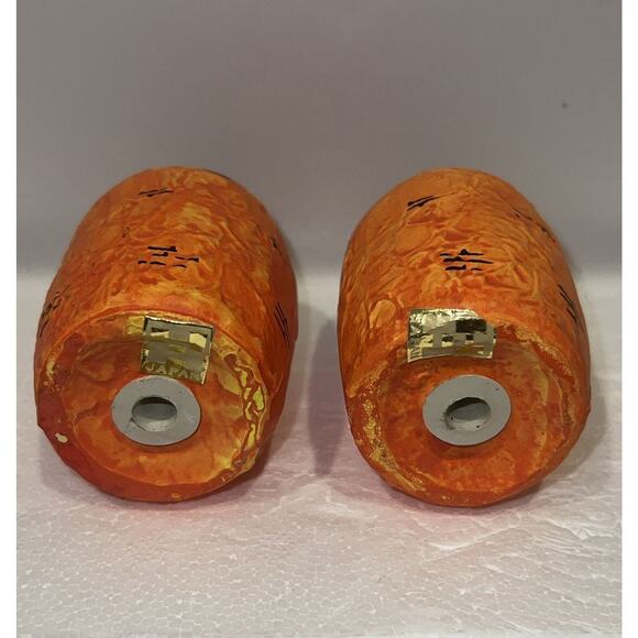 Vintage HOLT HOWARD Salt Pepper Shakers CARROT Pair Shaped Foil Label RARE! - Picture 6 of 8